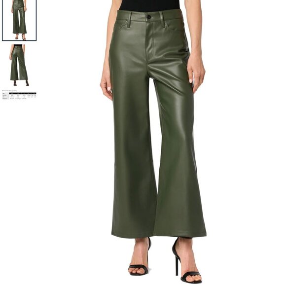 Joe's Jeans Hunter Green Wide Leg Ankle Cropped Faux Leather Jeans Size 31 - Picture 1 of 2